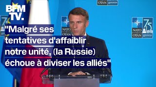 OTAN La conférence de presse dEmmanuel Macron à Washington en intégralité [upl. by Nauqet10]