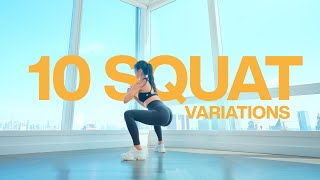 10 Min Squat Workout with 10 Variations  No Repeats No Talking [upl. by Annala]