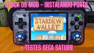 RG35XX H  Instalando Ports  Stock OS Mod  Teste Sega Saturn [upl. by Adrial]