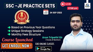 SSCJE PRACTICE SETS  BASED ON PREVIOUS YEAR QUESTIONS  BEST STRATEGY TO CRACK SSC JE BY ARUN SIR [upl. by Enilorac]