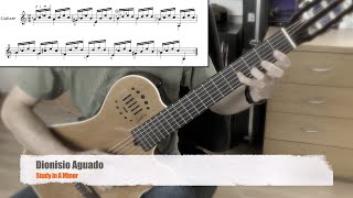 Dionisio Aguado  Study in A Minor Free score amp Tab [upl. by Elga]