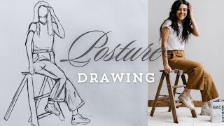 Posture drawing  Drawing with Reference  Pose Drawing Anatomy [upl. by Colis]