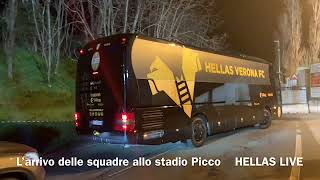 SpeziaHellas Verona l’arrivo delle squadre allo stadio Picco [upl. by Llenhoj216]