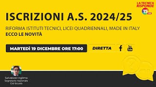 Iscrizioni scuola 202425 riforma istituti tecnici licei quadriennali made in Italy le novità [upl. by Bove436]