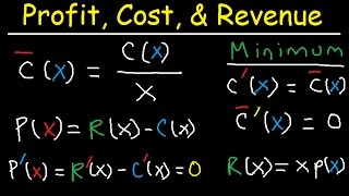 Marginal Revenue Average Cost Profit Price amp Demand Function  Calculus [upl. by Akessej934]