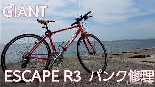 【クロスバイク】【メンテナンス】2018 GIANT ESCAPE R3パンク修理 [upl. by Dde162]