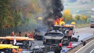 Teermaschine brennt in A49Baustelle [upl. by Haissi]