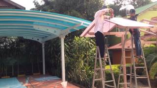 How to install polycarbonate roof sheet for walk way [upl. by Waxler706]