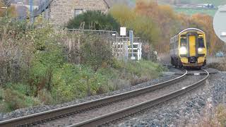 Scotrail 158715 departs Dingwall for Inverness with a loud wheel flat [upl. by Hannon487]