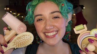 ASMR Elf Does Your Wooden Makeup amp Skincare 🎄holiday roleplay sleep aid layered sounds [upl. by Erasme951]