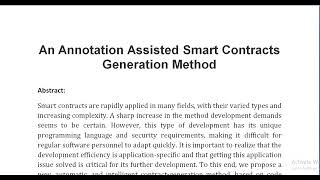 An Annotation Assisted Smart Contracts Generation Method [upl. by Natsirk]