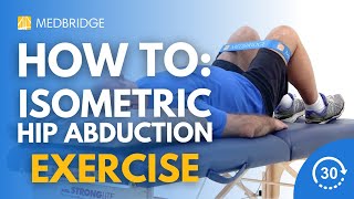 How to Do a Hooklying Isometric Hip Abduction with Belt Exercise  MedBridge [upl. by Anabahs]