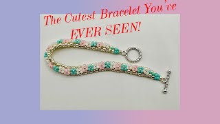 Easy Seed Bead Flower Bracelet Tutorial [upl. by Mamoun137]