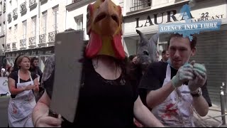 Marche pour la fermeture des abattoirs à Paris [upl. by Farrah]