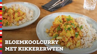 Bloemkoolcurry met kikkererwten  Gezond recept  Voedingscentrum [upl. by Nivat39]