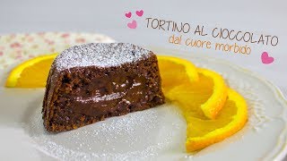 TORTINO AL CIOCCOLATO CON CUORE FONDENTE  al profumo di ARANCIA  Senza Uova [upl. by Lopes979]