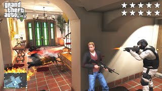 GTA 5  LAZLOW’S TEN STAR COP BATTLE IN MICHAELS MANSION GTA V Funny Moments [upl. by Jacobina452]