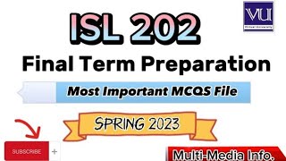 isl 202  important mcqs 2024  vu update  virtual university [upl. by Ormiston]