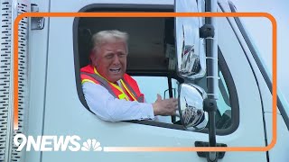 Donald Trump Rides Trash Truck After Garbage Comments by Biden [upl. by Quintie]