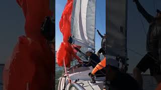 J24 spinnaker hoist for the winning regatta sailing lifehacks [upl. by Tager]