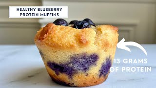 EASY ONE BOWL High Protein Blueberry Muffins [upl. by Leiba]