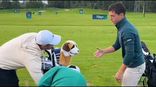 Tom Holland apologizes to Rory McIlroy as they greet at the 2024 BMW Championship [upl. by Laehcor]