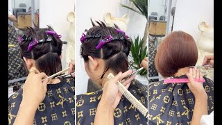 Creative Short Layered Bob Haircut Full Tutorial Step By Steps  Bob Hair Cutting Techniques [upl. by Neimad194]