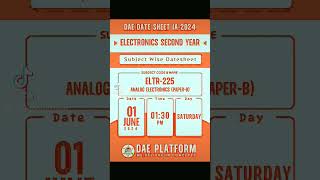 Date Sheet DAE Electronics 2nd Year 2024 daeplatform shorts education annualexam2024 [upl. by Haze]