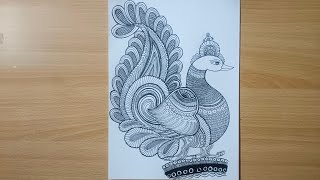 How to draw a beautiful peacock 🦚 simple and easy drawing 😍🫰drawingtrendingpeacock [upl. by Eelatan5]