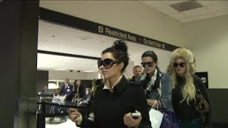 Kim and Khloe Kardashian Arriving In LA At LAX Airport 2010 [upl. by Nwahsiek759]