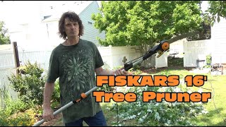 Fiskars 16 foot Tree Pruner  Chain Drive Extendable Pole Saw  REVIEW [upl. by Ecinehs]