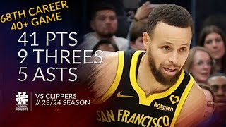 Stephen Curry 41 pts 9 threes 5 asts vs Clippers 2324 season [upl. by Ynove215]