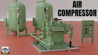 Marine Air Compressor Parts and Operation Explained  3D Animated Explanation [upl. by Lankton]