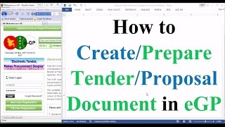 Tender Document Preparation in eGP How to Prepare TenderProposal Document in eGP [upl. by Ahtekal]