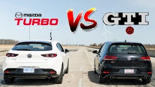 2021 Mazda3 Turbo vs VW Golf GTI DSG Race which is faster [upl. by Libys]