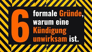 unwirksame Kündigung  diese tödlichen formalen Fehler machen Arbeitgeber  Rechtsanwalt Zechlin [upl. by Greenman338]