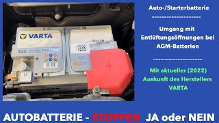 AutoStarterbatterie AGM  Entlüftungsöffnungen  Stopfen JA oder NEIN [upl. by Saraann]