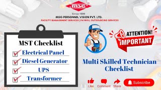 Multi Skilled Technician Checklist  MST Checklist  Technician Checklist [upl. by Efeek81]