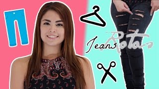 COMO HACER PANTALONES ROTOS O JEANS DESGASTADOS  Karlztv [upl. by Prussian]