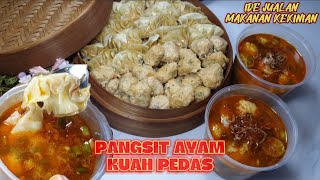 RESEP PANGSIT AYAM KUAH PEDAS LENGKAP BUMBU MINYAK CABE CHILI OIL  PANGSIT AYAM REBUS  IDE JUALAN [upl. by Akiam]