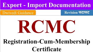 RCMC RCMC in Export Registration cum Membership Certificate Export Import Documentation mba [upl. by Motch]