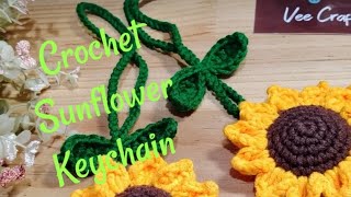 How To Crochet Sunflower Key chain  Step By Step  Diy  VEE CRAFT [upl. by Letty680]