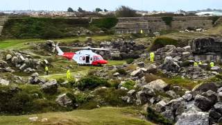 Dramatic Helicopter Rescue in an old quarry Portland UK [upl. by Chin]