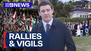 October 7 rallies and vigils held in Sydney and Melbourne  9 News Australia [upl. by Aket]