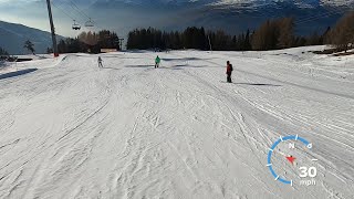 Does this look FAST  34mph RED OURS from top of Grizzly 68 lift GoPro HD POV  Les Arcs  Mar 2023 [upl. by Ettolrahs]