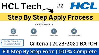 HCL OffCampus Hiring  Step By Step Apply Form  Any Criteria  20232021 BATCH  100 Form PART2 [upl. by Rimaj]