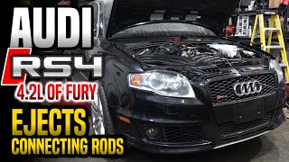 MY AUDI RS4 THROWS 2 CONNECTING RODS Replacing the ENGINE What could go wrong [upl. by Anewor]