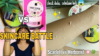 Lulur Pemutih Badan Scarlett body scrub vs Herborist bengkuang [upl. by Dlorah]