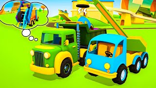 Big trucks build a playground for a puppy Helper cars amp construction vehicles Cartoons for kids [upl. by Peh932]