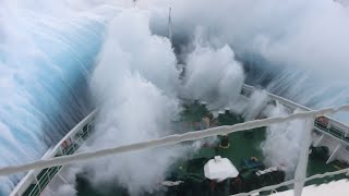 Ship in Storm  Cruise Ship Climbing Up Big Waves [upl. by Malan]